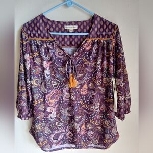 NWT Farmers Market Size Large Tassle Tie Purple Paisley